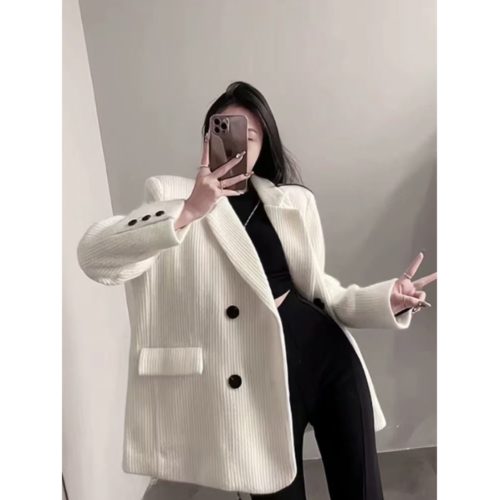 【A881-A890】宽松型西装单排扣中长款气质毛呢气质名媛韩版男友风