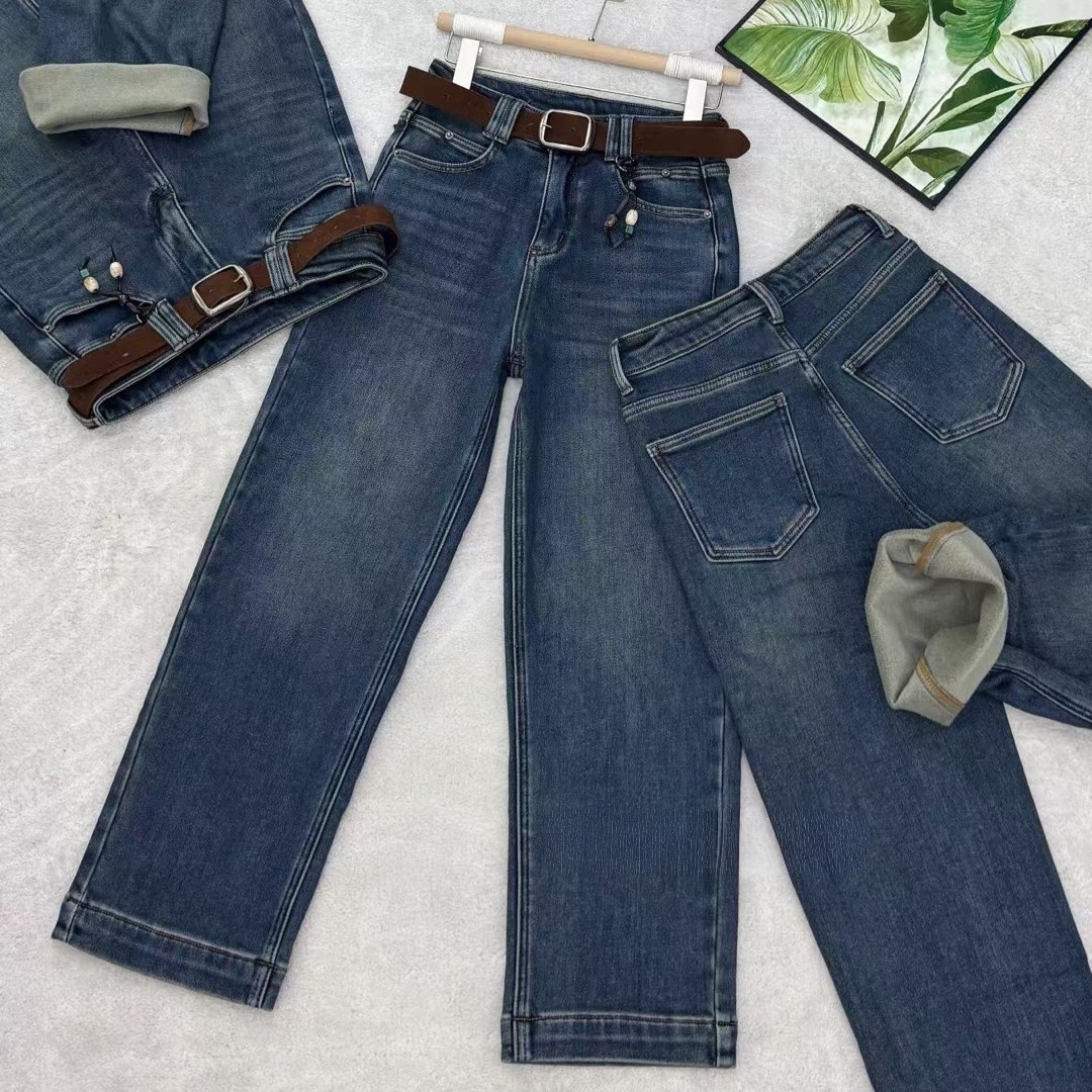 新款磨毛显瘦百搭九分牛仔裤