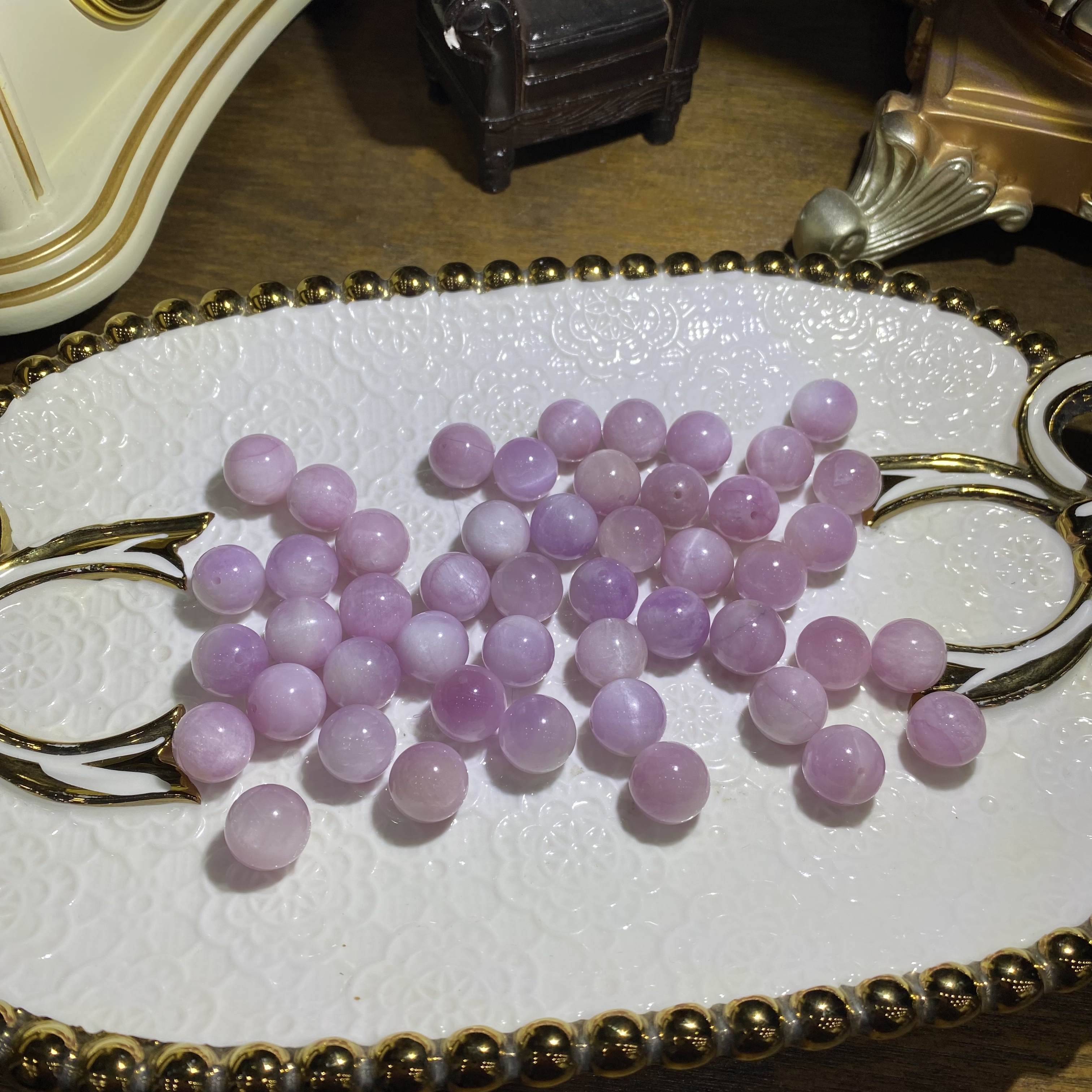 D710-天然紫锂辉单珠diy手工配饰通孔-多样性发其一迷你