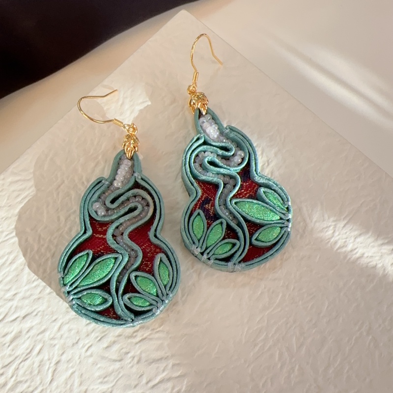 非金属布艺耳饰 【竹蛇葫芦】耳环非遗手作复古长款中国风个性古风