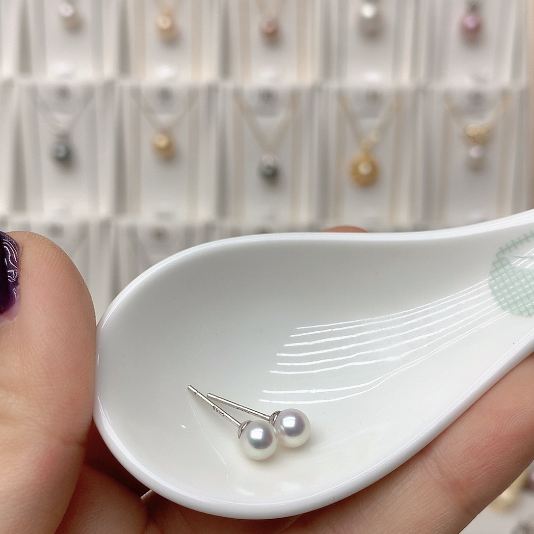 淡水珍珠耳饰银S925镶嵌
