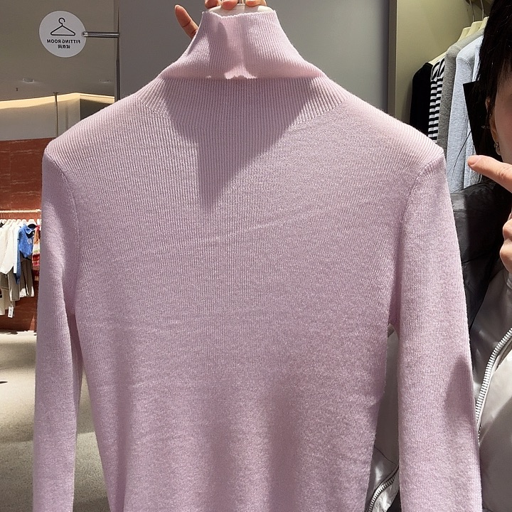 百分百绵羊毛材质堆堆领打底衫