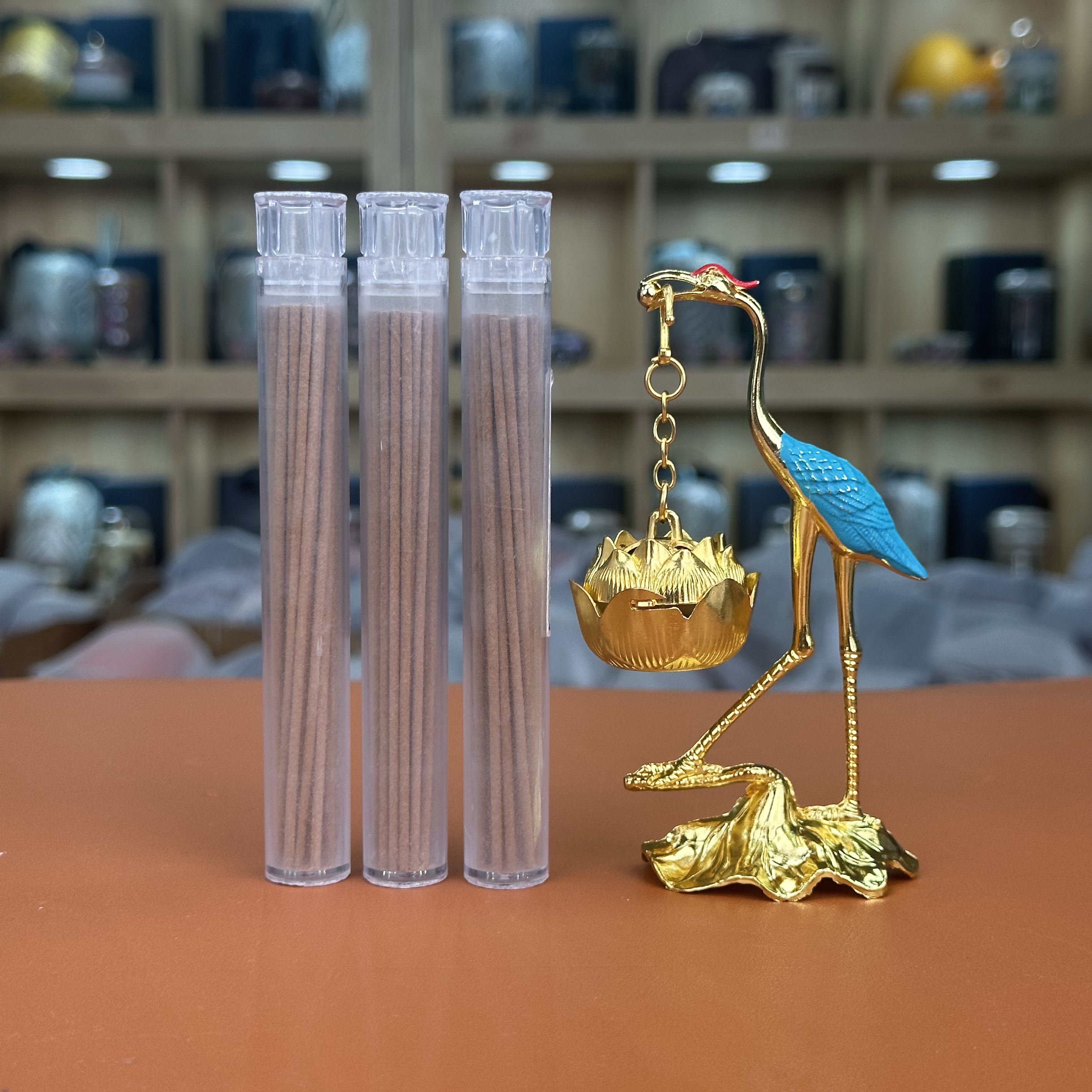 小金仙鹤【蓝翅】香炉熏香家用沉香 3线香茶道摆件香插摆件C0457