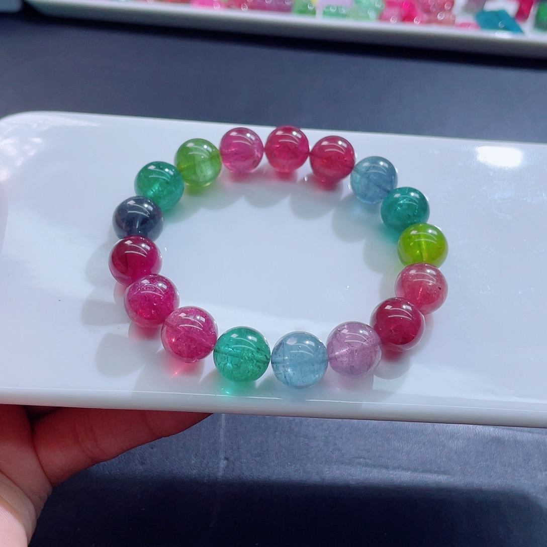 碧玺未镶嵌手链12mm左右