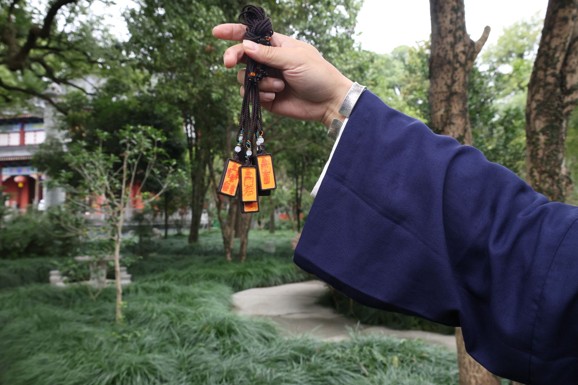 非金属木质吊坠 【龙虎山直发】师傅单面手绘道系唐卡枣木吊坠挂坠