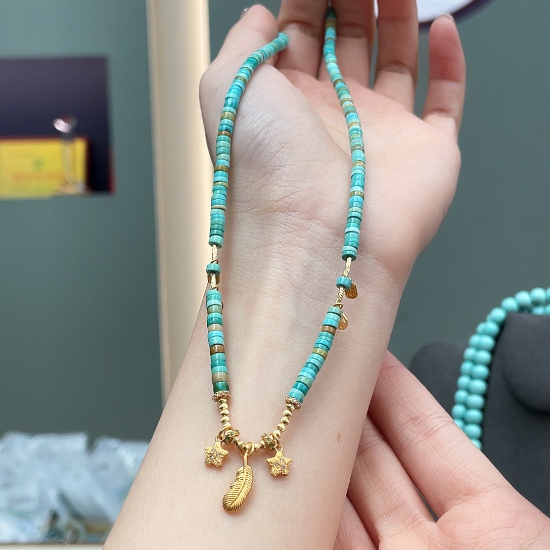 绿松石18K金镶嵌颈饰