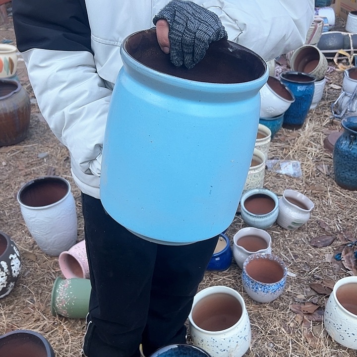 紫砂花盆高度27口20        