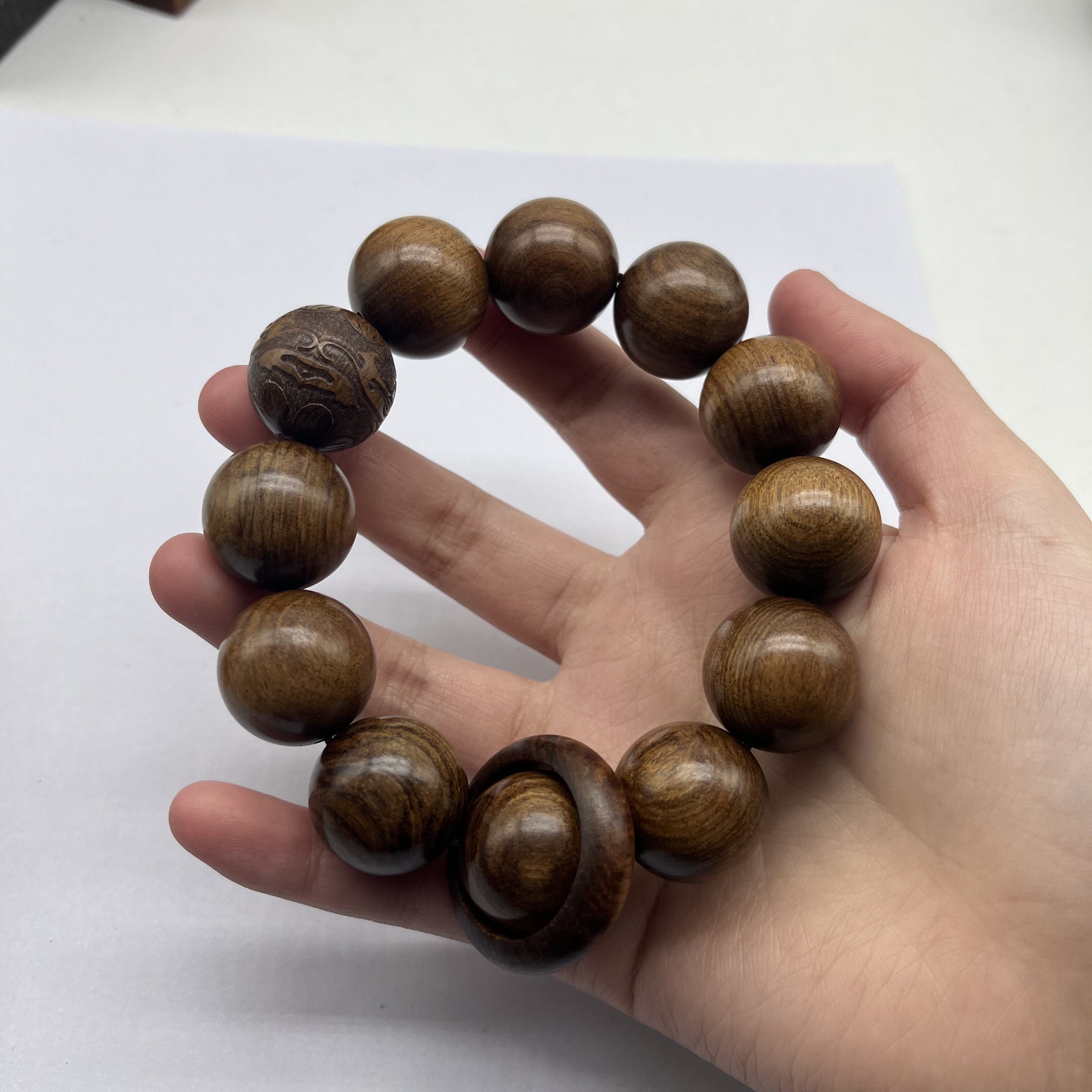 海南花梨木雕带跑环款卡20单圈无礼盒 1230