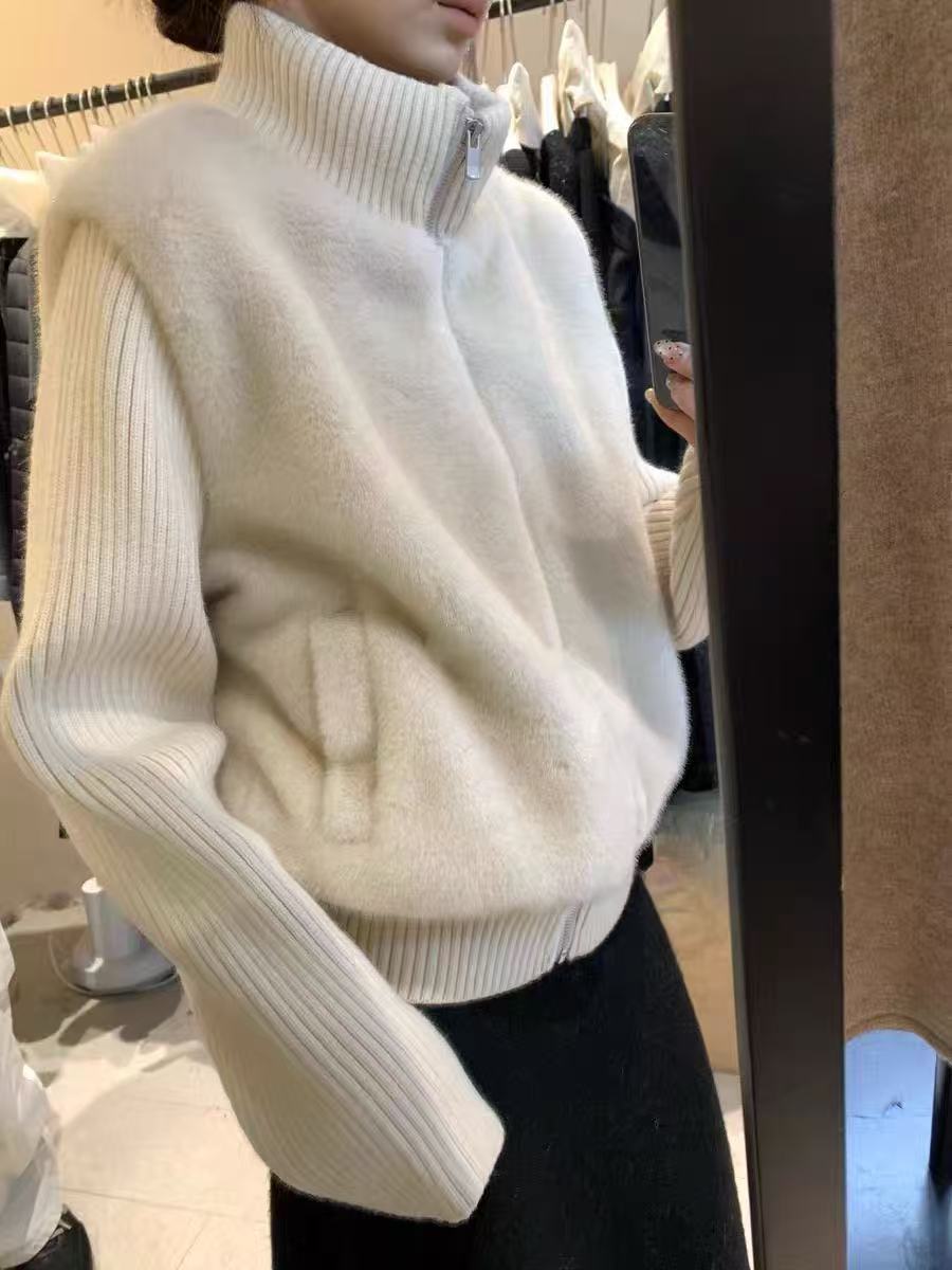 820拼接毛毛外套