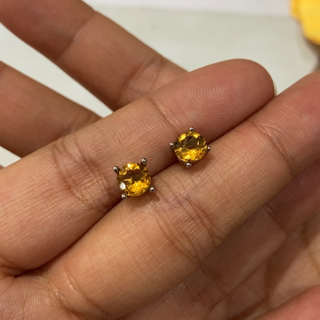 银S925镶嵌黄晶耳饰