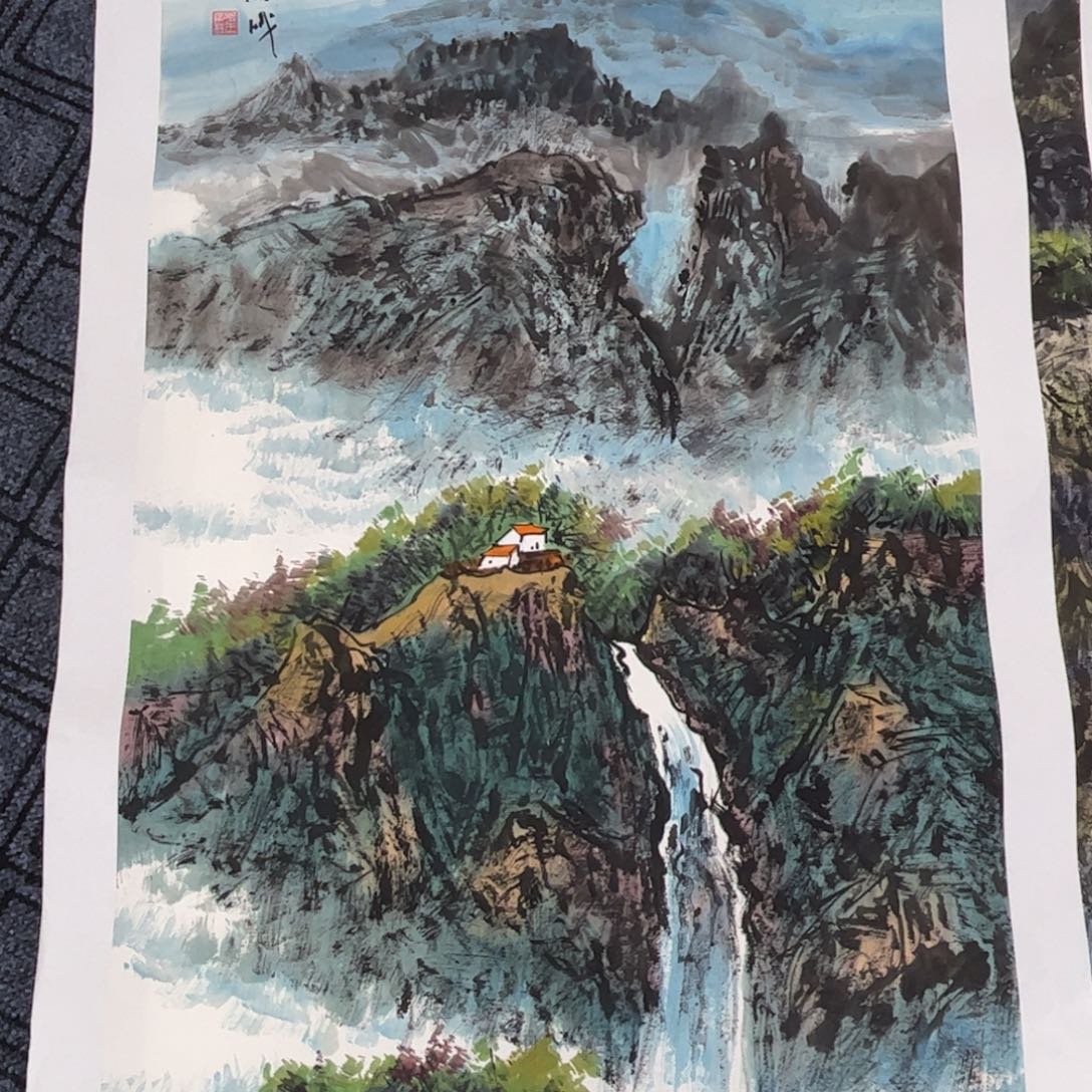 S***彭国画四尺山水作品