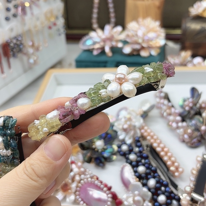 淡水珍珠发饰银S925镶嵌