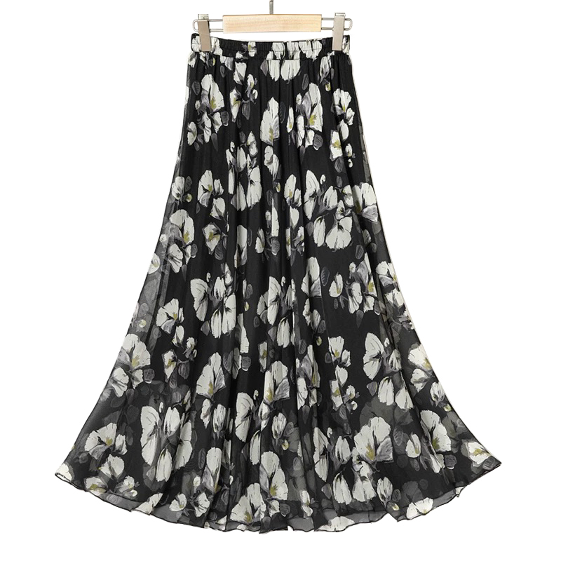 唯美飘逸感！！！满分桑蚕丝【玉兰花斜裁大摆裙】