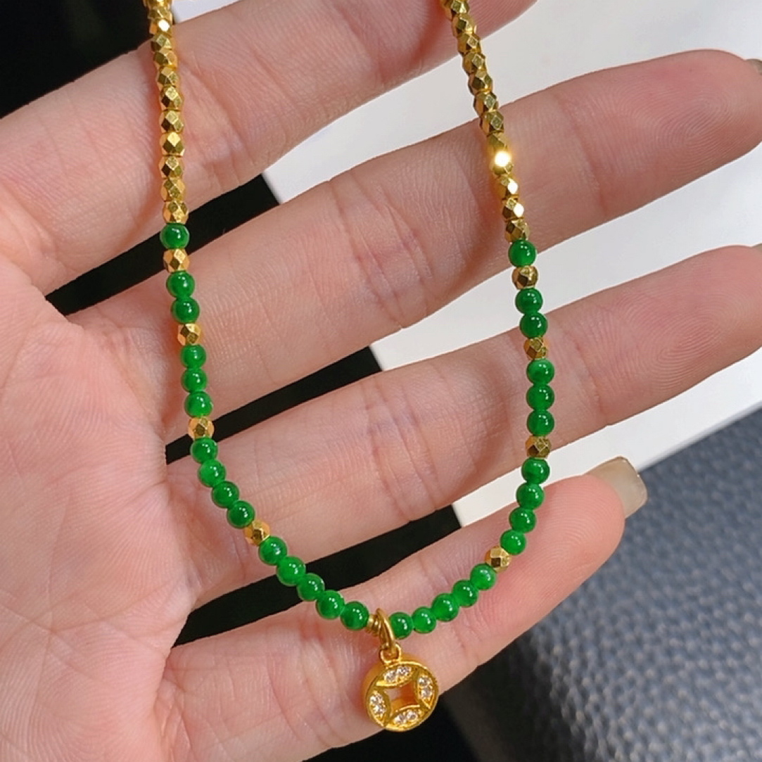 【伊玥珠宝】福利款天然缅甸翡翠A货 阳绿珠珠手链