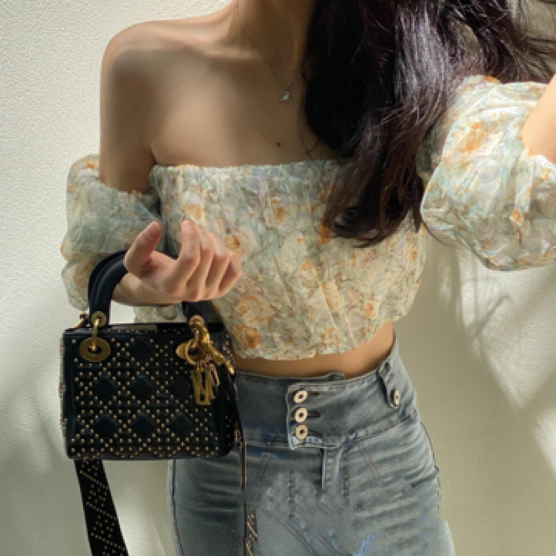 95新 DIOR/迪奥 单宁 戴妃 铆钉 三格 单肩包