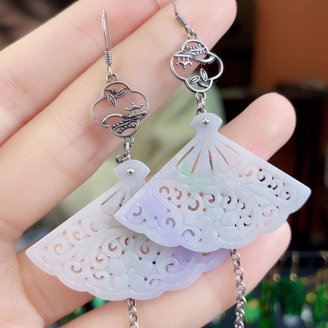 翡翠银S925镶嵌耳饰