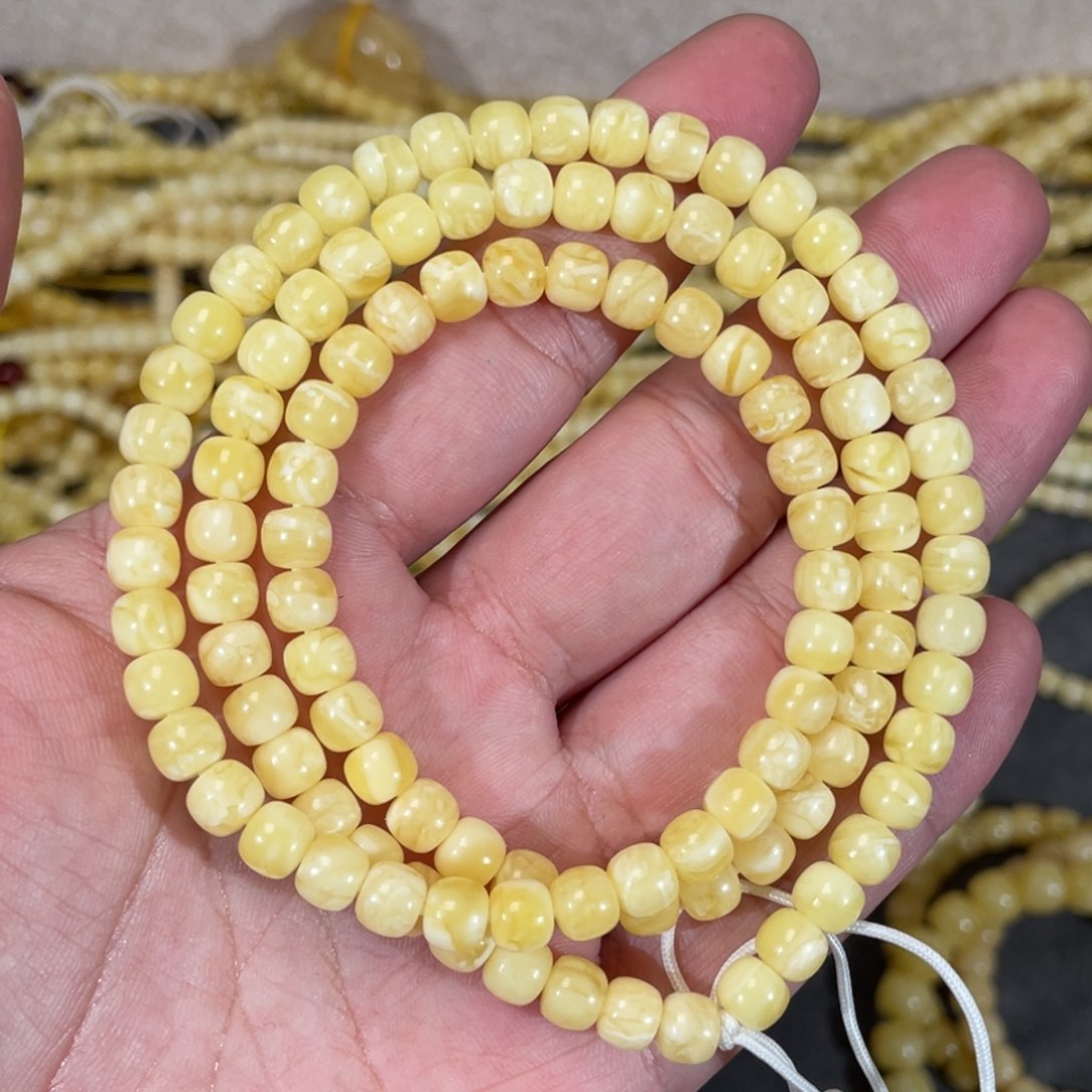 蜜蜡裸石未镶嵌蜜蜡佛珠6.5mm