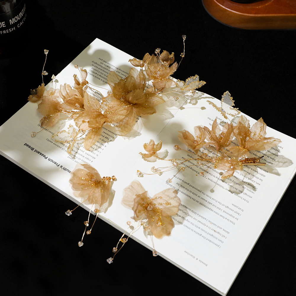 BH6878新娘手工香槟色新娘头饰