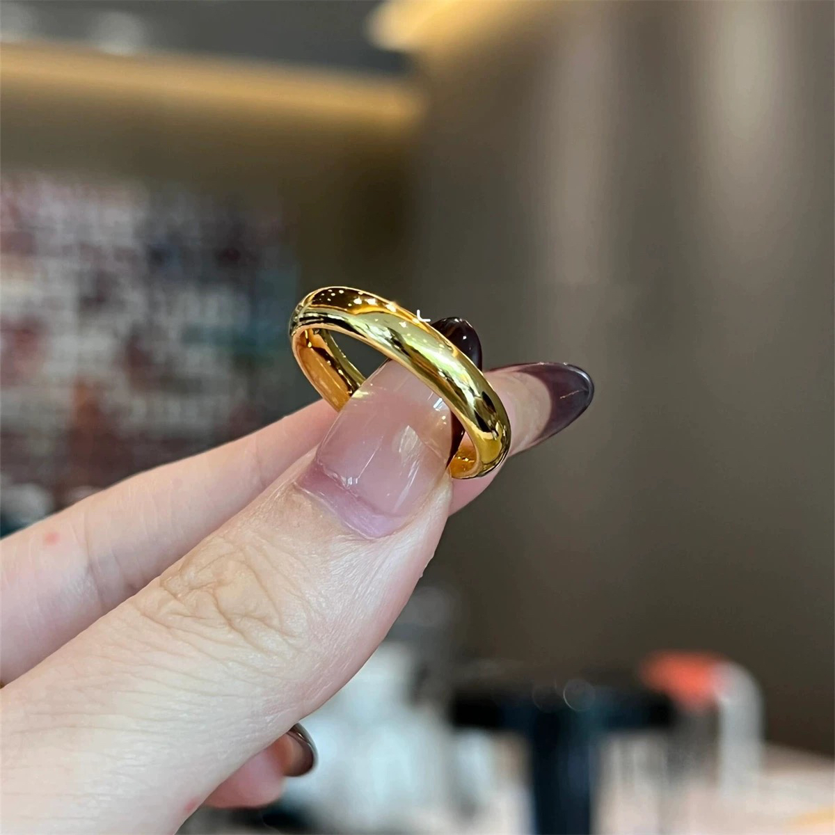 戒指 X038亮面素圈戒指时尚百搭情侣窄版简约