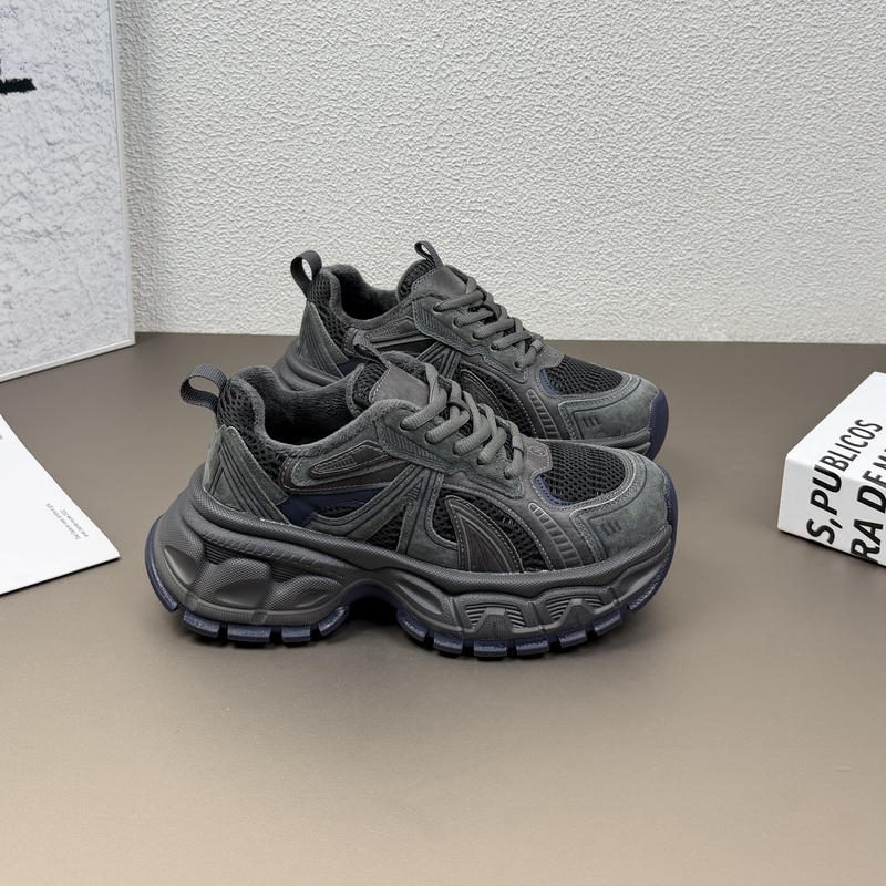 厚底老爹鞋女款2025冬季新款女鞋真皮百搭加绒加厚保暖休闲运动鞋