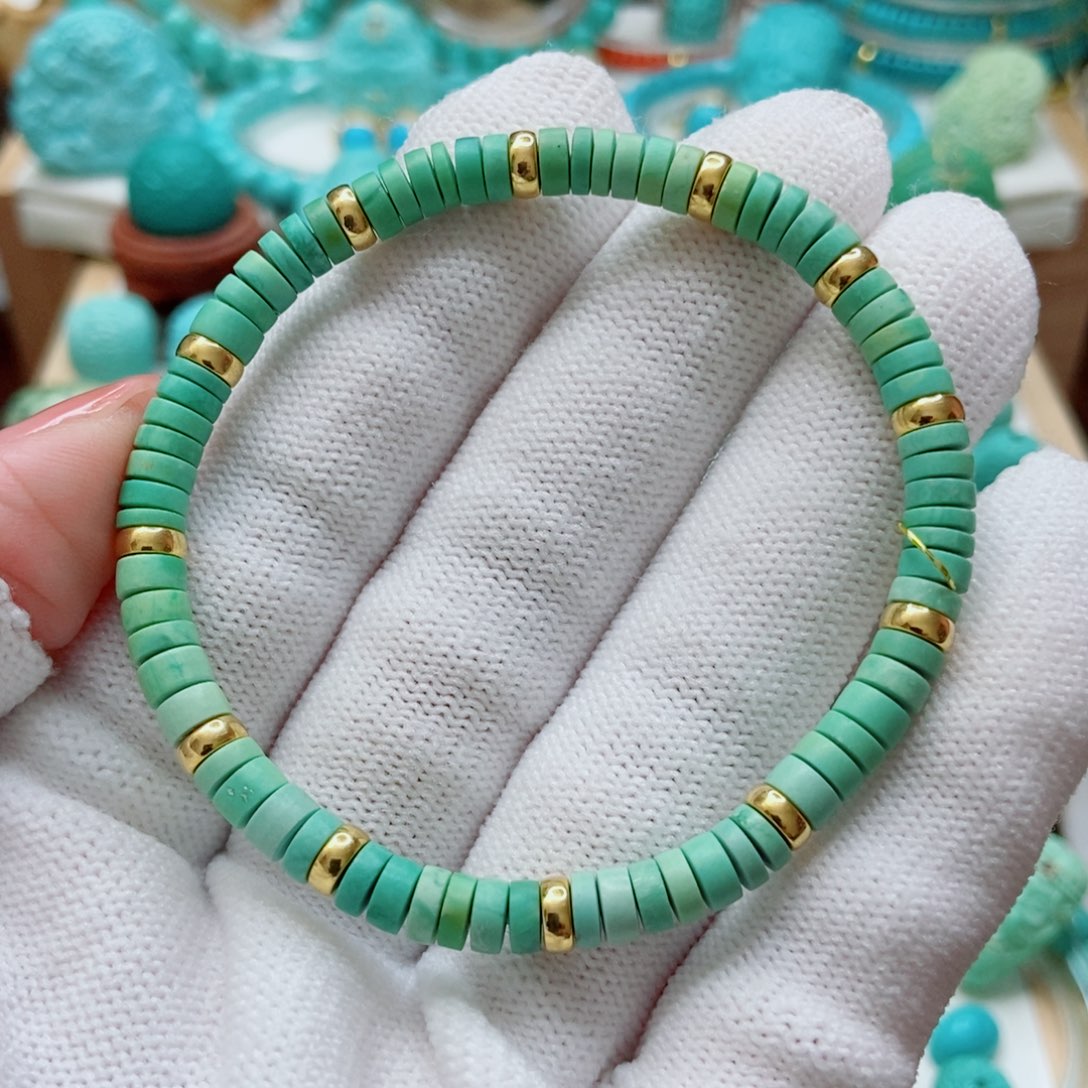 绿松石18K金镶嵌手串5mm