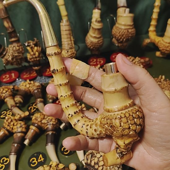 小***草贵州特色竹根烟斗工艺品手把件