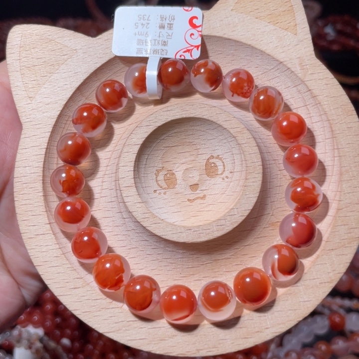 南红玛瑙未镶嵌9咪白底飘红1305