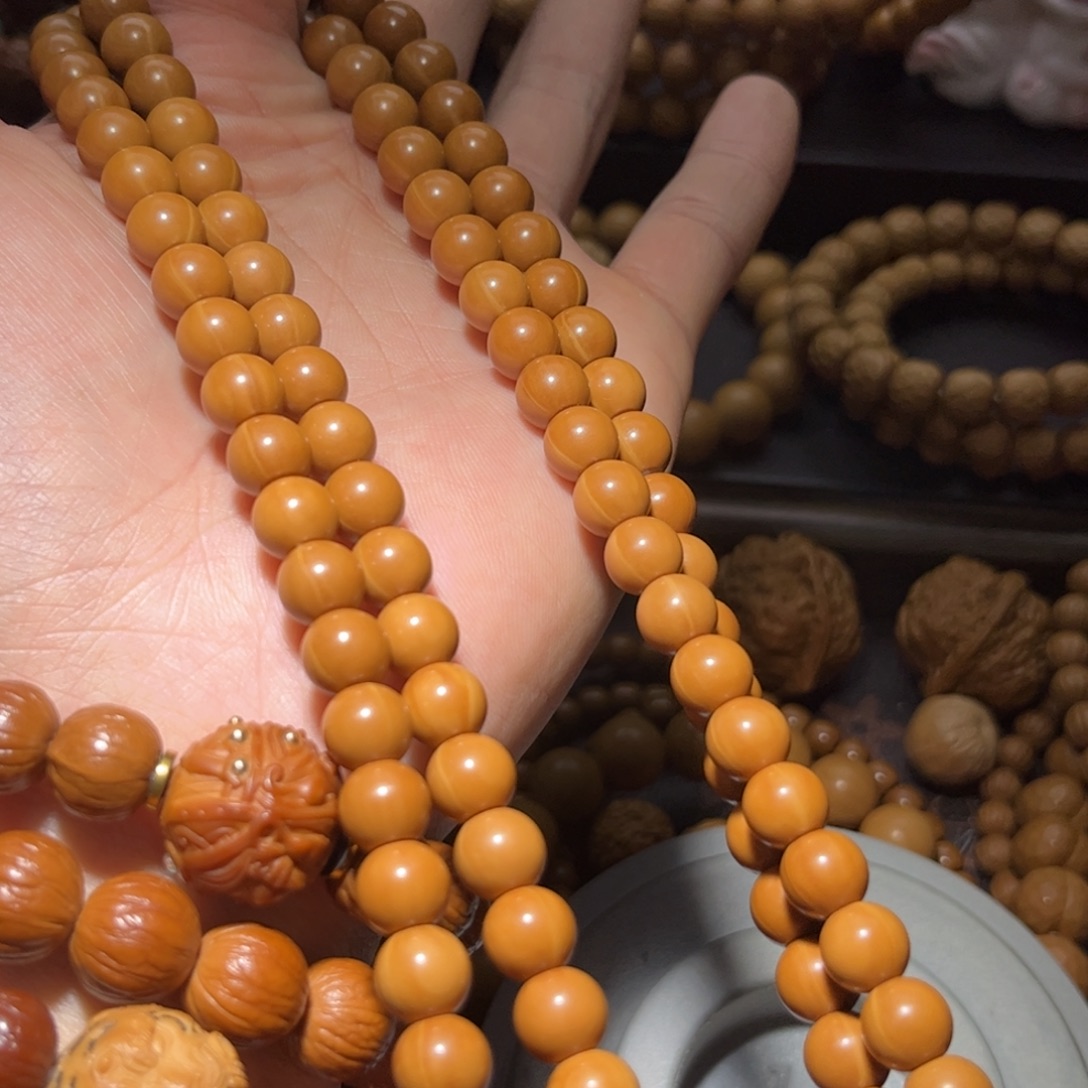 吊坠猴头核桃8+龙岩正圆光珠108全品无瑕无药