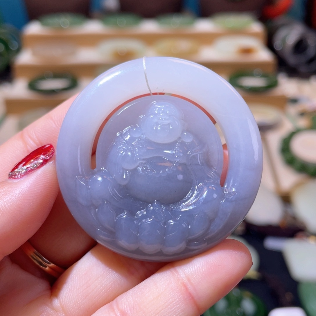 和田玉高品烟紫双色佛公未镶嵌