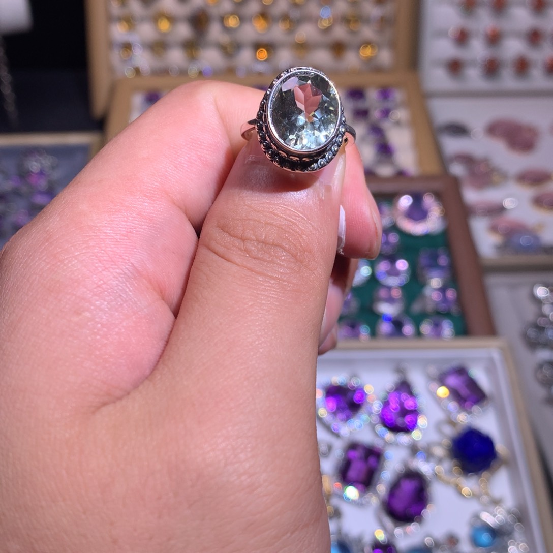 【闪购商品】水晶戒指银S925镶嵌戒指