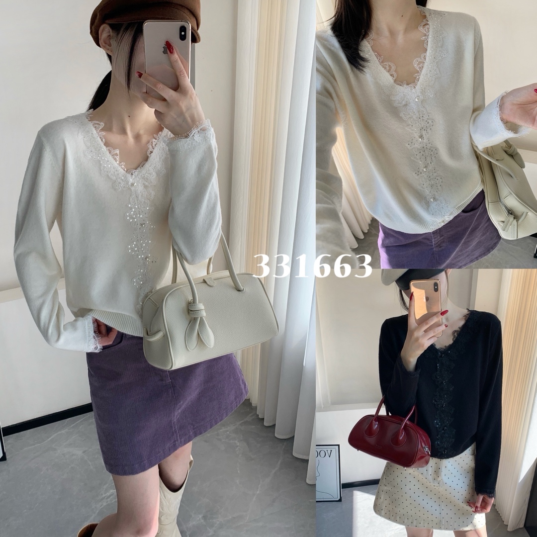 【YA JUN JIA】专属 显瘦秋冬季V领衬衫针织百搭上衣