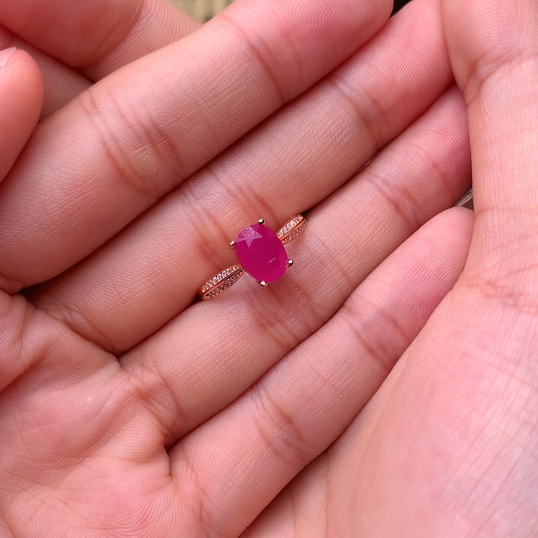 红宝石戒指银S925镶嵌
