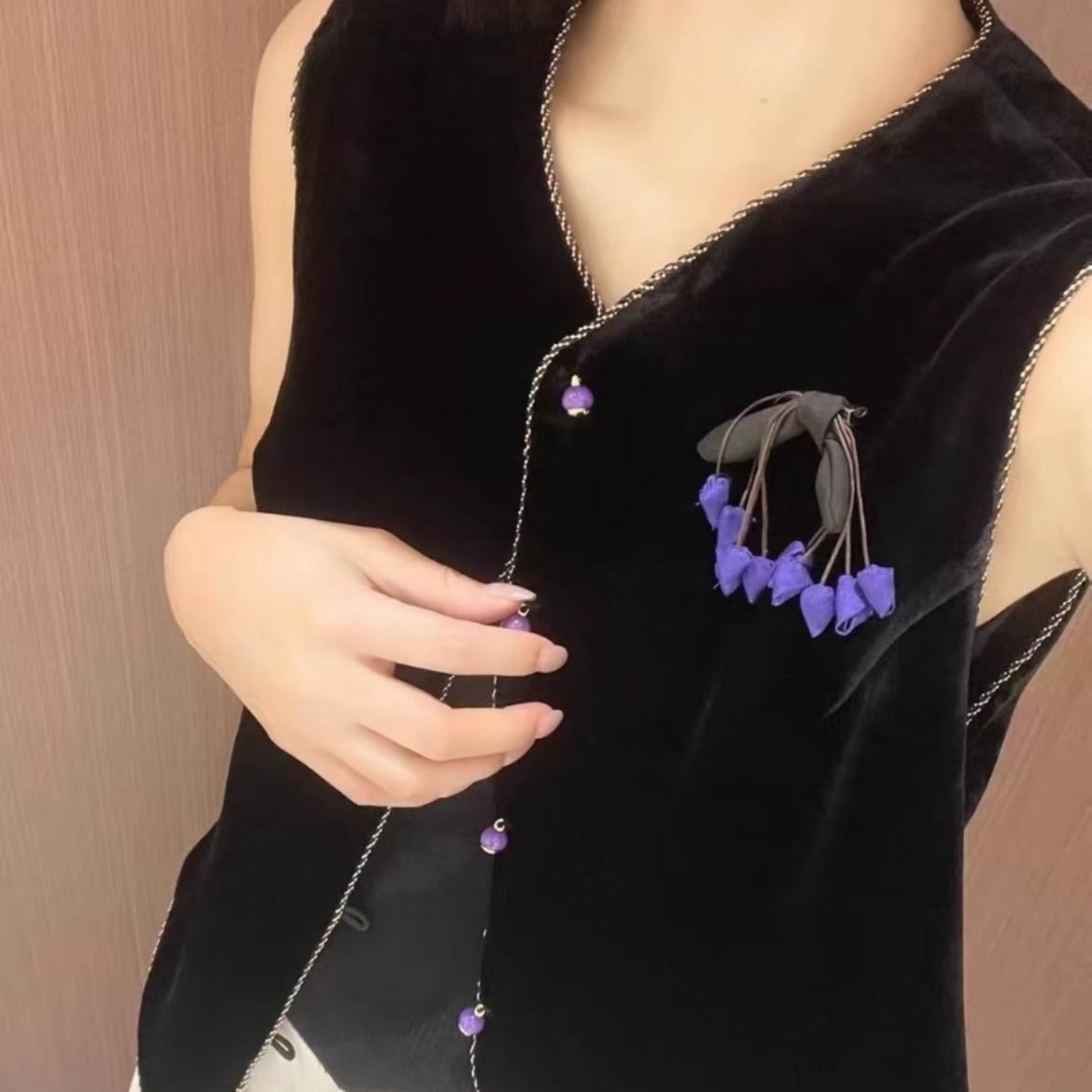 小蓝花--中式中国风提花时尚复古立领休闲轻奢小众休闲百搭马甲