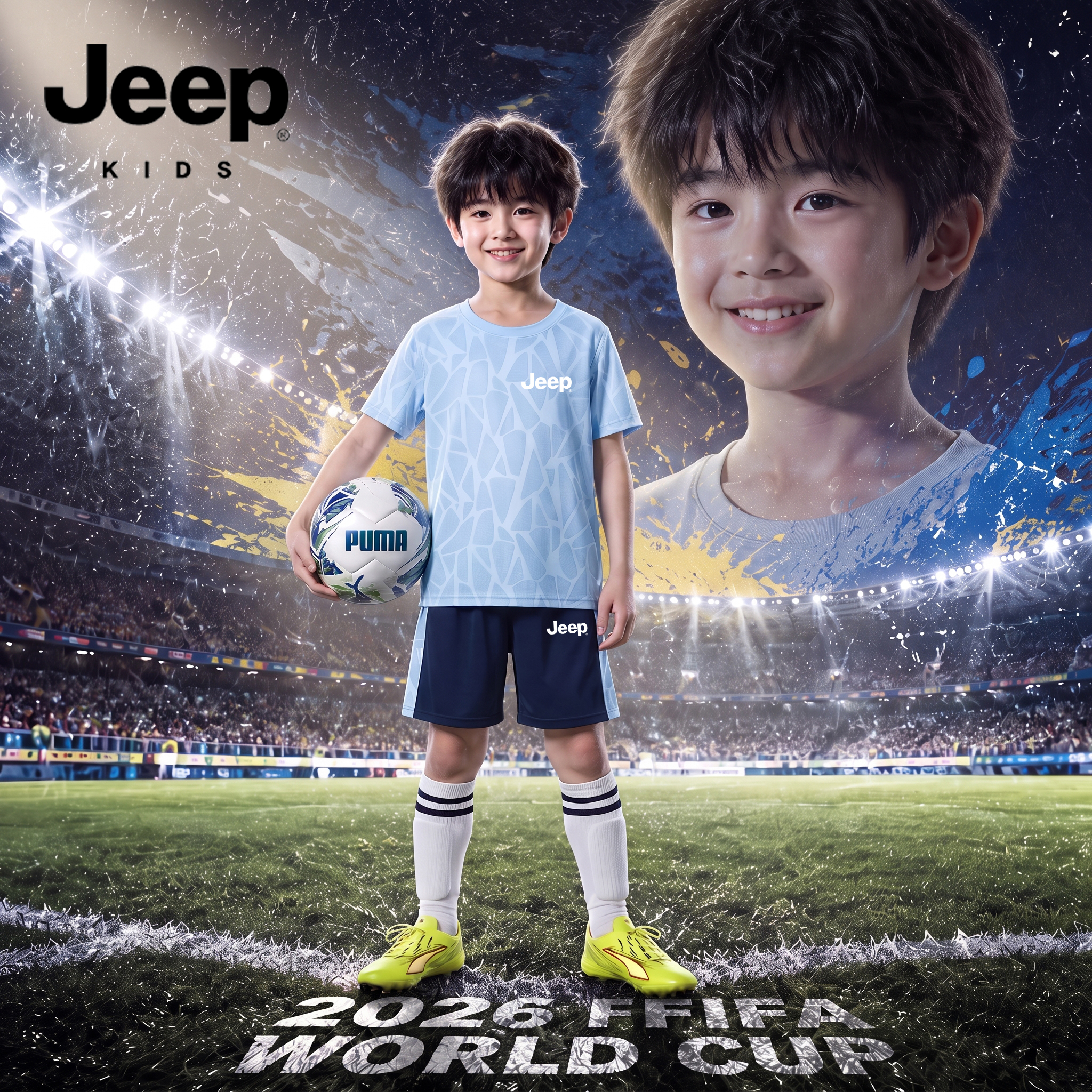 【世界杯】JEEP/吉普男童足球套2026夏季新款爆款男孩运动速干套装