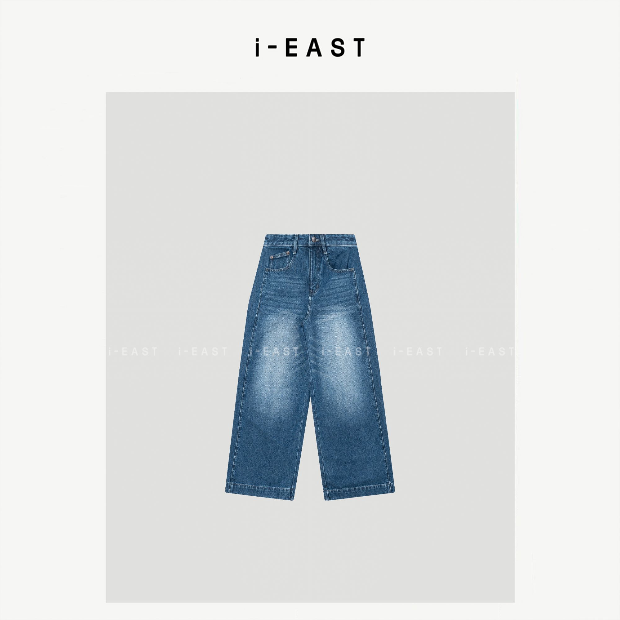 i-EAST 超绝比例~秋冬水洗做旧设计直筒牛仔裤-5D K14619