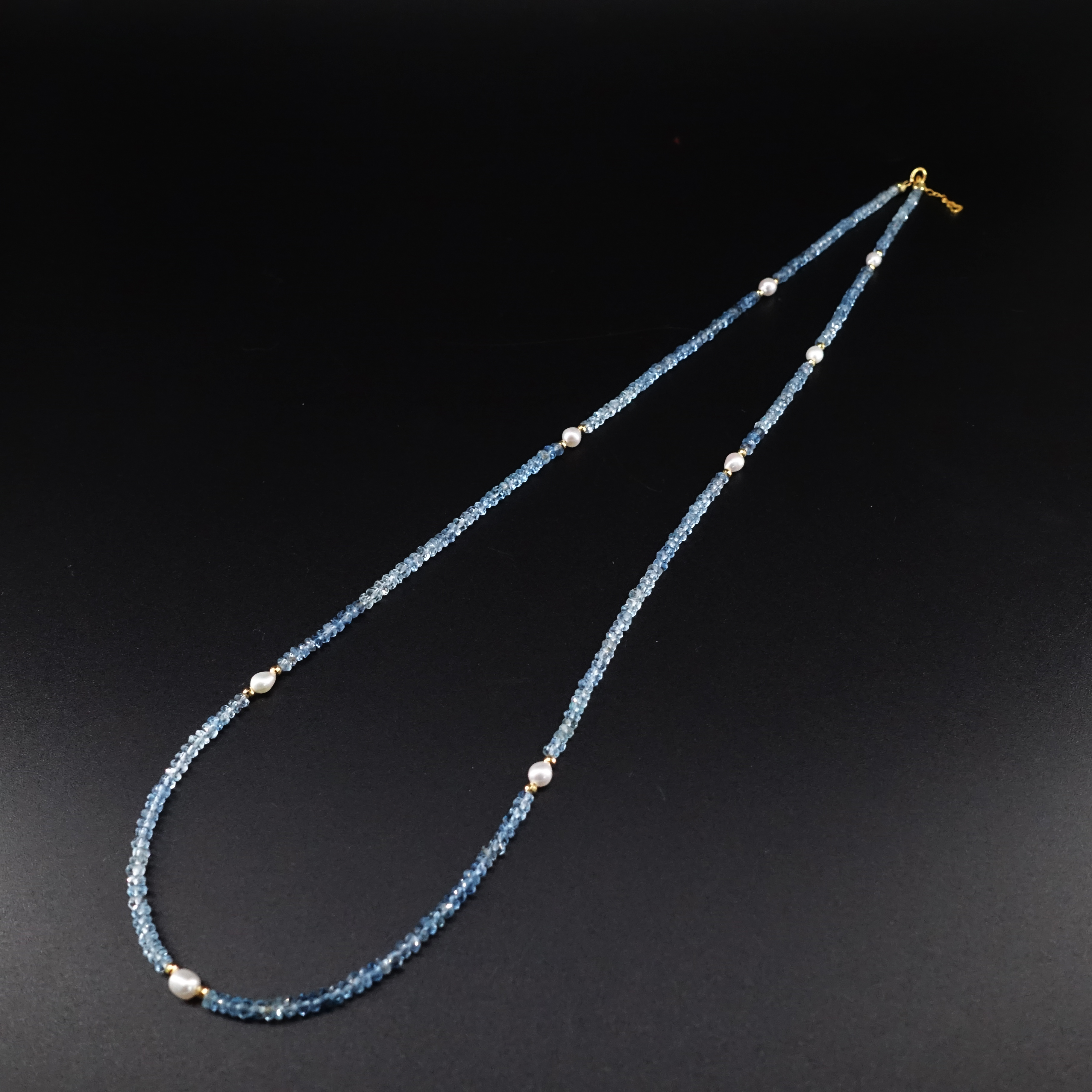 JUSTARRY【千语】18k金天然海蓝宝长款项链三圈手链（定位扣非18k金）