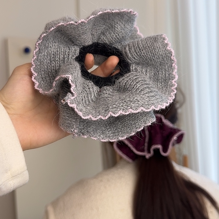 +***c布艺铁合金毛线灰色全大肠发圈