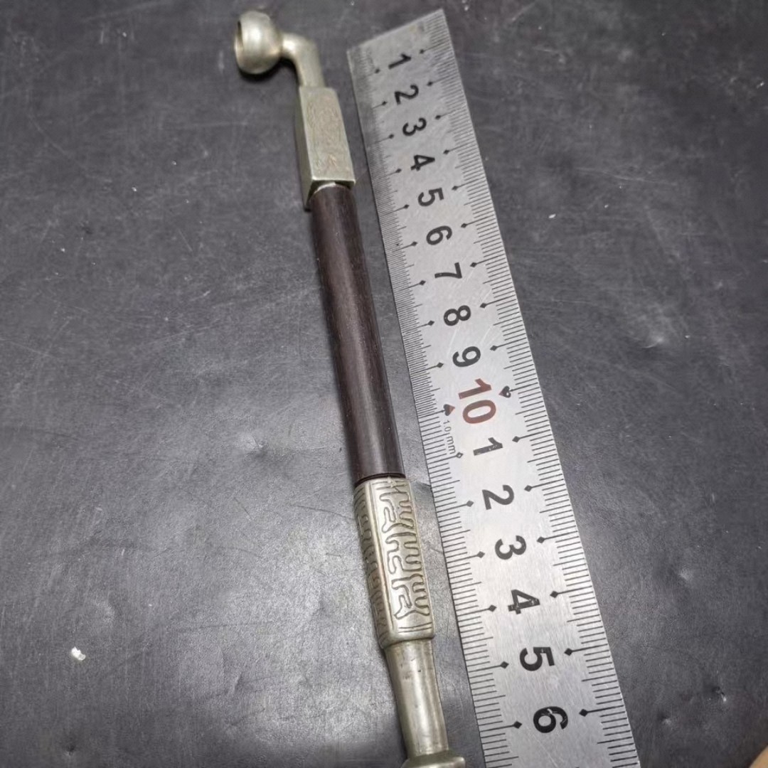 白铜雕花烟嘴烟锅搭配红木杆老式传统手工旱烟袋烟斗