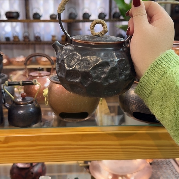 紫铜手工制作提梁烧水壶