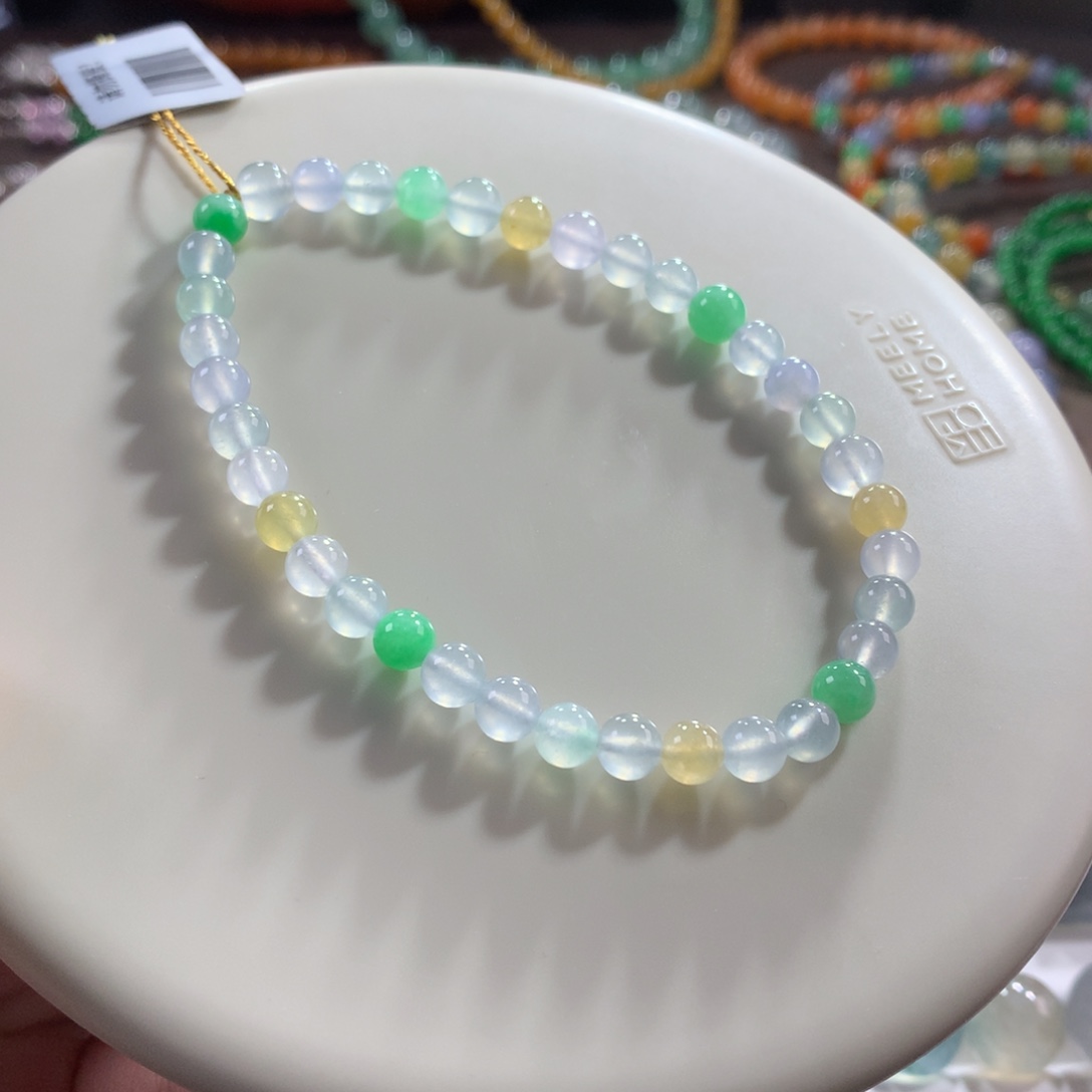 翡翠未镶嵌手链清爽高冰多宝单圈卡5