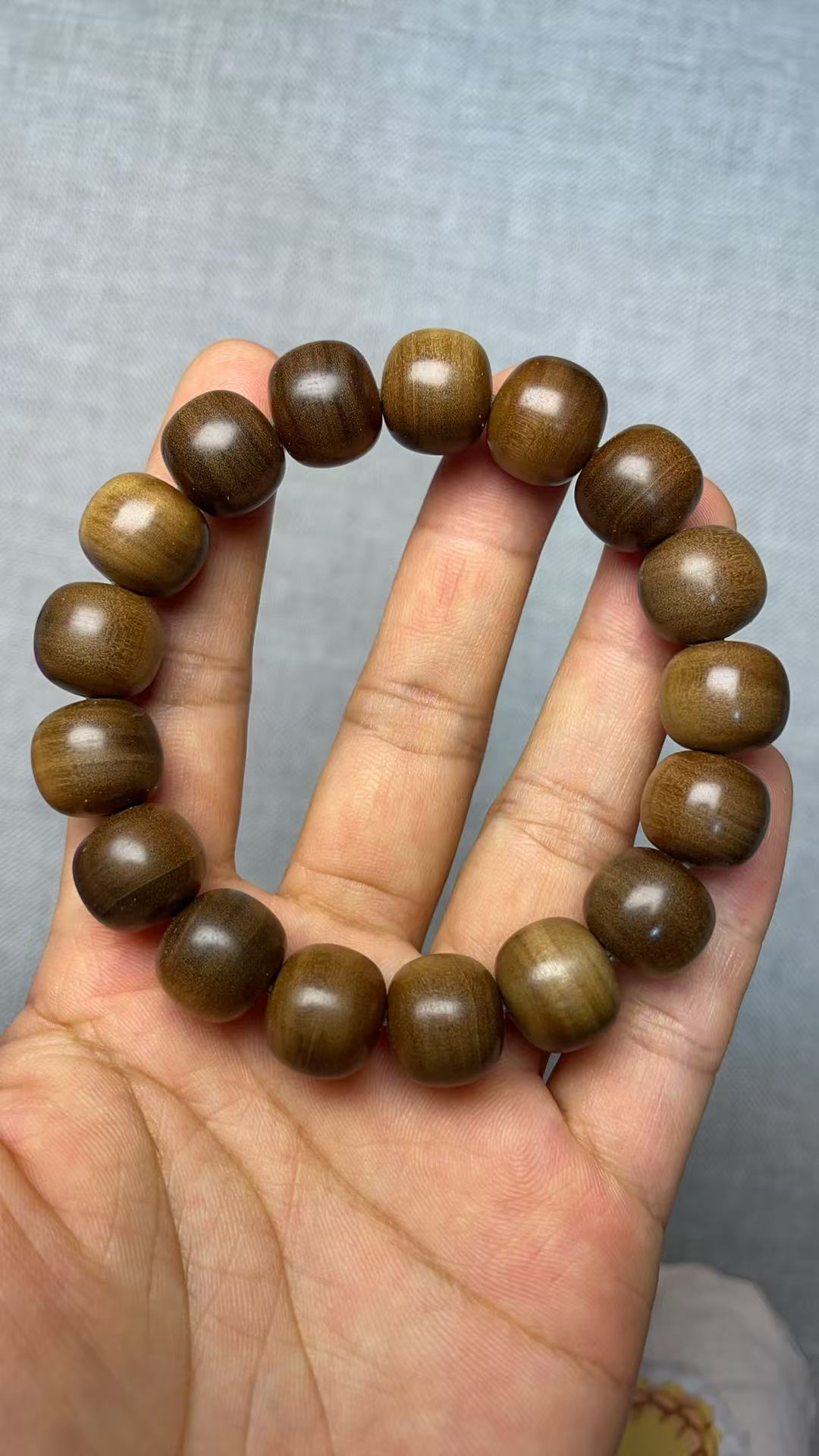 印度老山檀香木手串黑肉文玩老型珠桶珠12x13/17颗串珠文玩G200