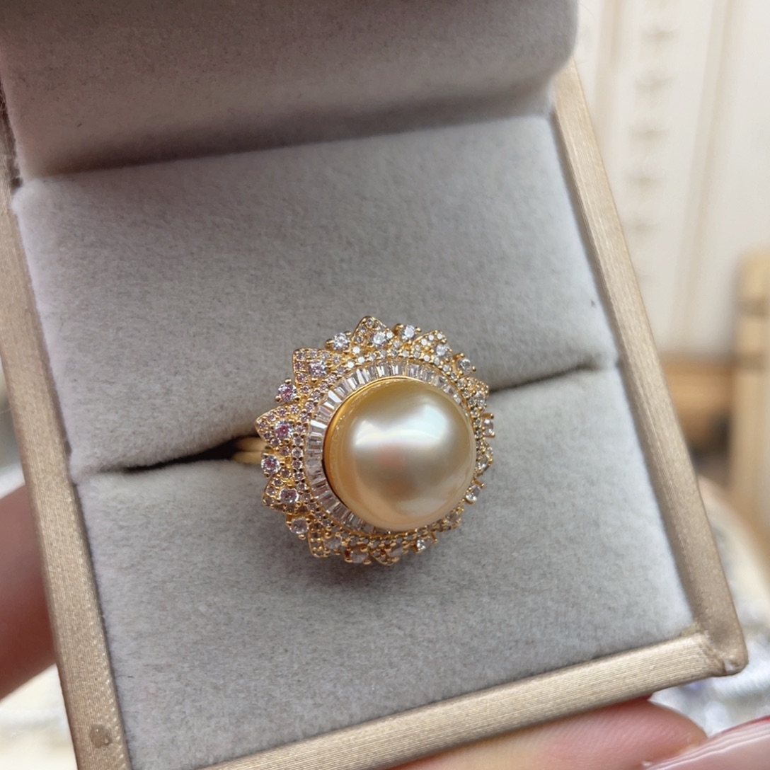 海水珍珠银S925镶嵌戒指A45