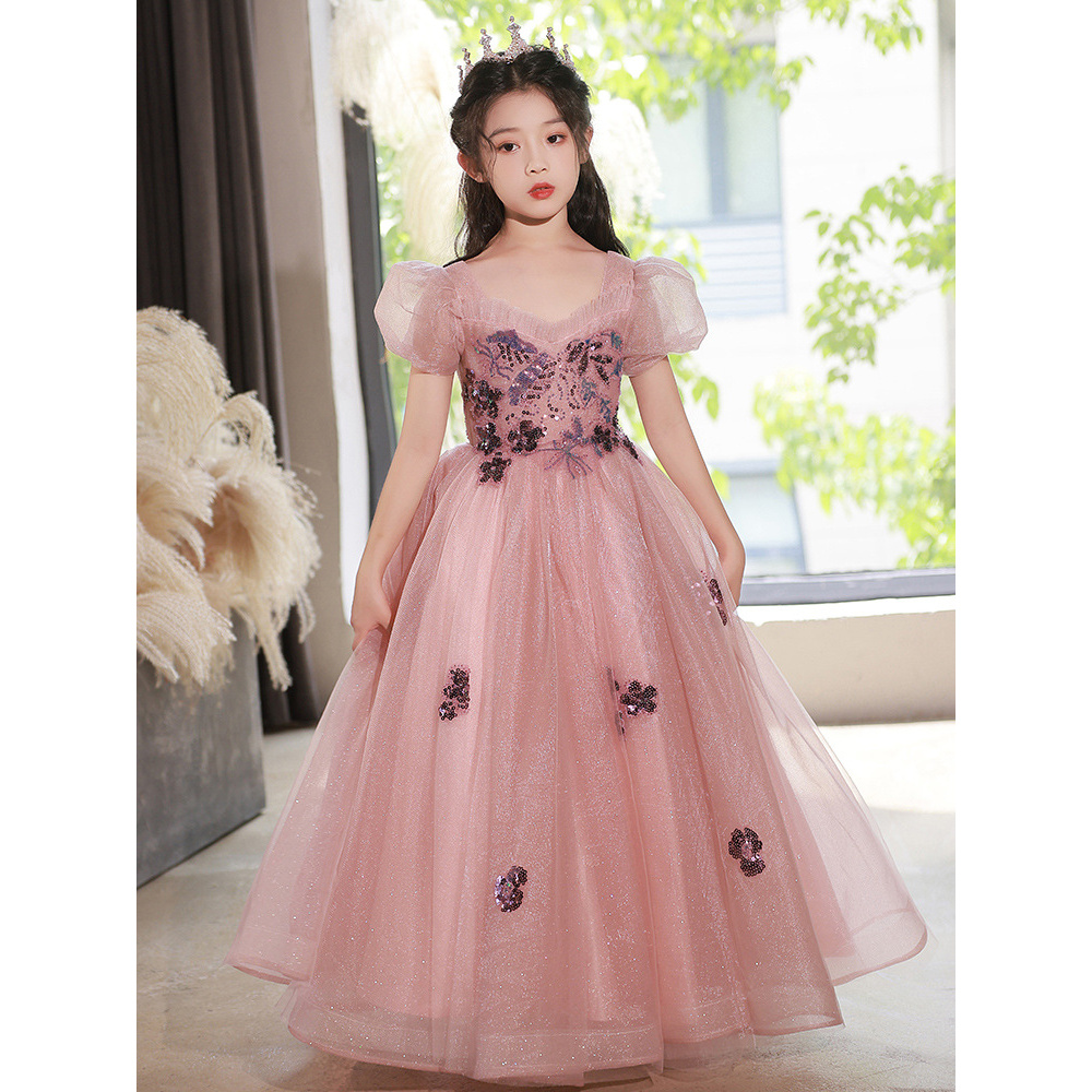 戴维贝拉【KIDS】2025女童公主裙春季儿童生日宴会演出服洋气走时尚