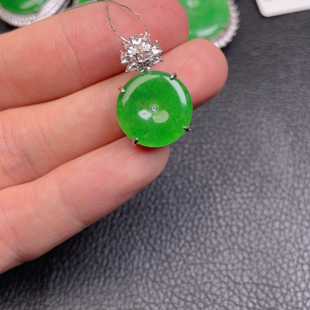 翡翠银S925镶嵌吊坠(不含链)