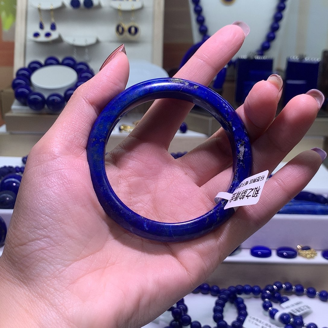 花***树青金石未镶嵌天然原矿手镯内圈口58.7 m