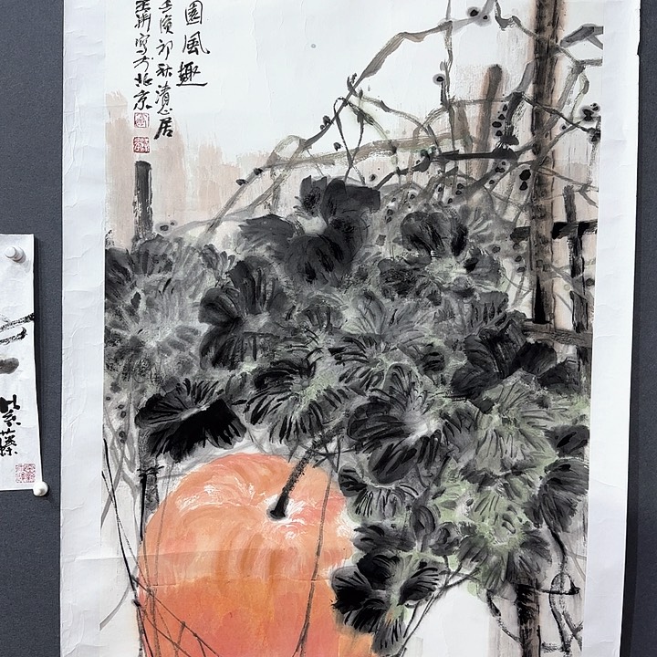 国画桃****风王华老师，郭老师