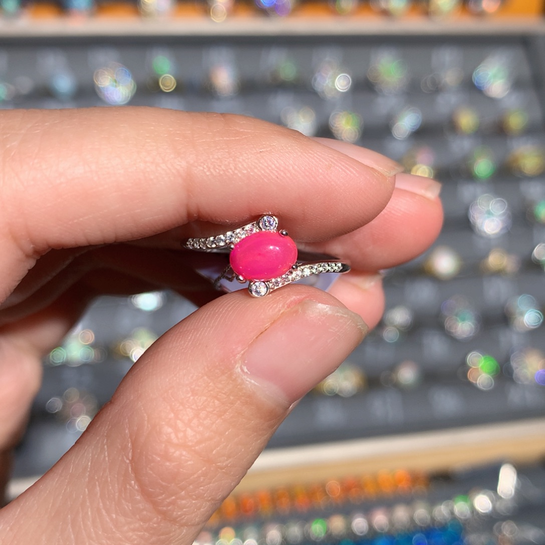 银S925镶嵌欧泊欧泊戒指y