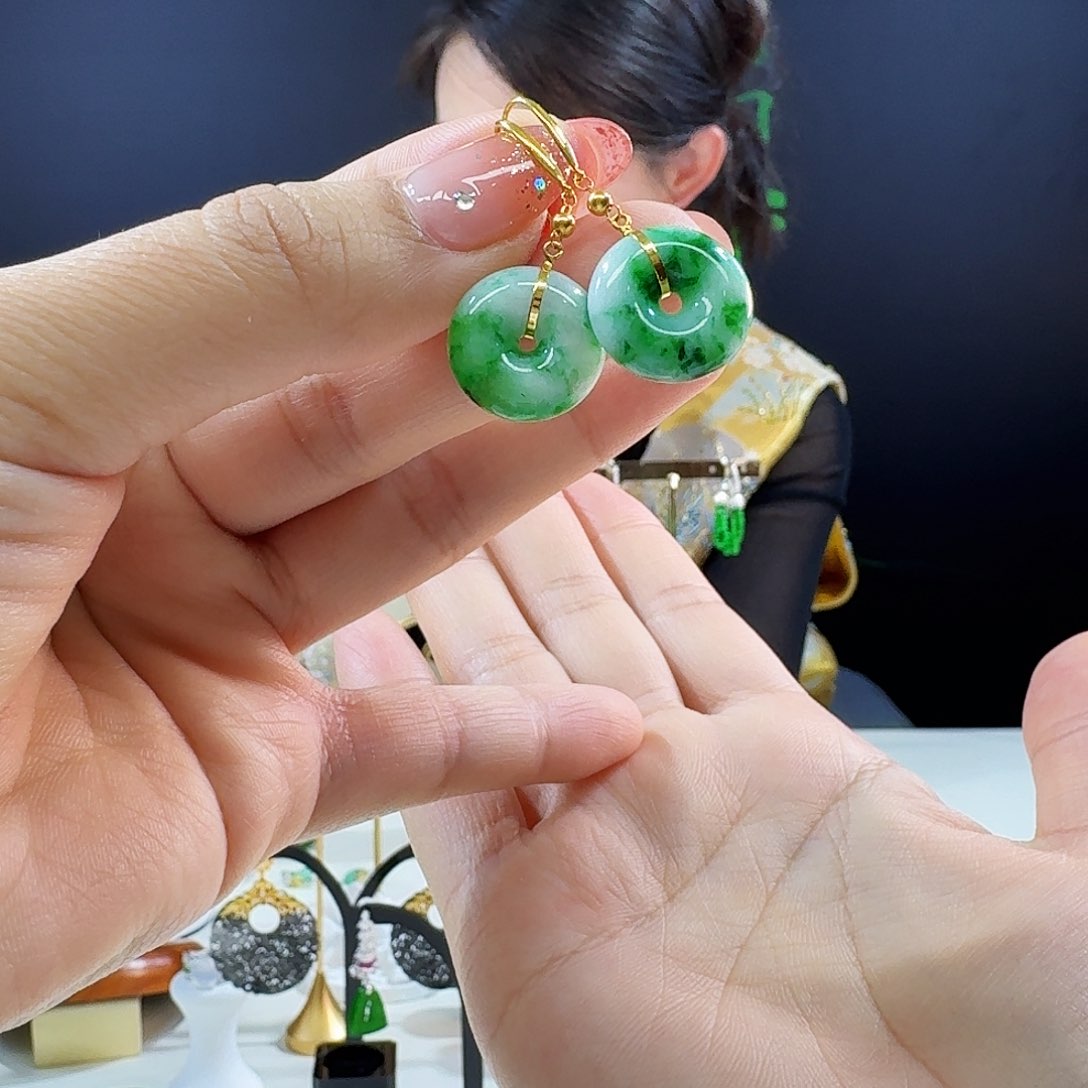 翡翠耳饰18K金镶嵌18k镶嵌