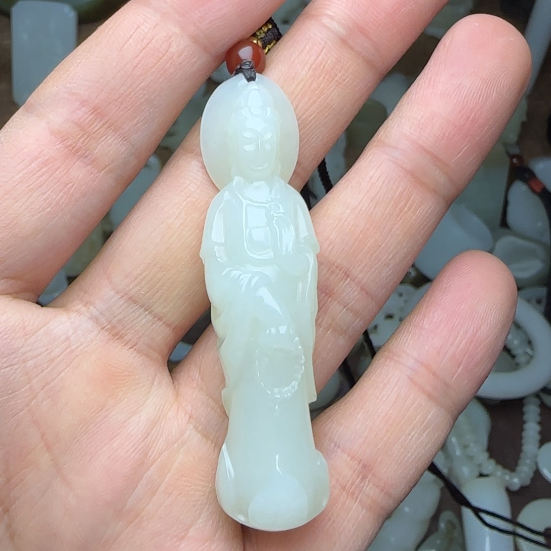 和田玉挂件未镶嵌站观音