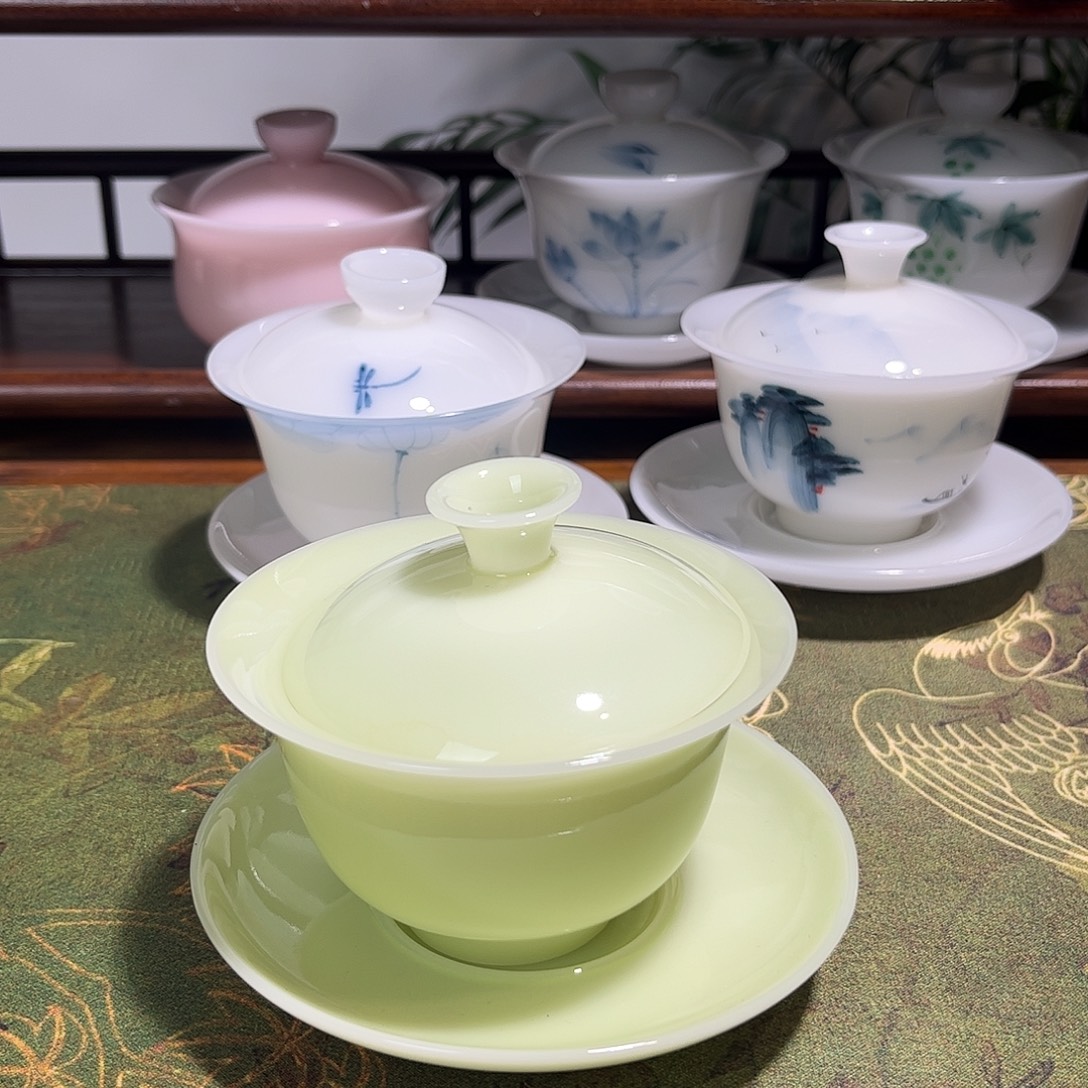 璞玉盖碗苹果绿璞玉手绘盖碗hhgghhhhhhhjjjjj